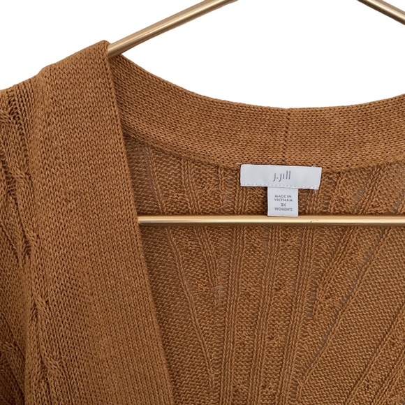 J Jill Sweater Women 3XL Mustard Yellow Cotton Knit Open Boyfriend Cardigan - Picture 2 of 4